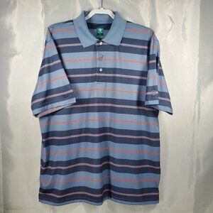 Pro Tour Airplay Performance Golf Polo Shirt 2 Tone Blue Orange Stripe Men Sz XL